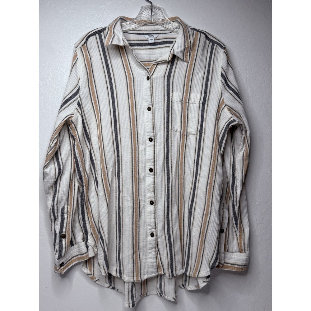 Sonoma Goods for Life Women's Size L Boho Striped Business Casual Career Soft‎
